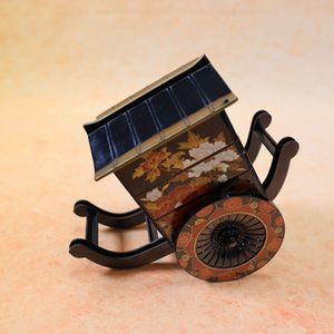 Japanese Carriage Trinket Box Goshoguruma Black Yamanaka Lacquer acrylic